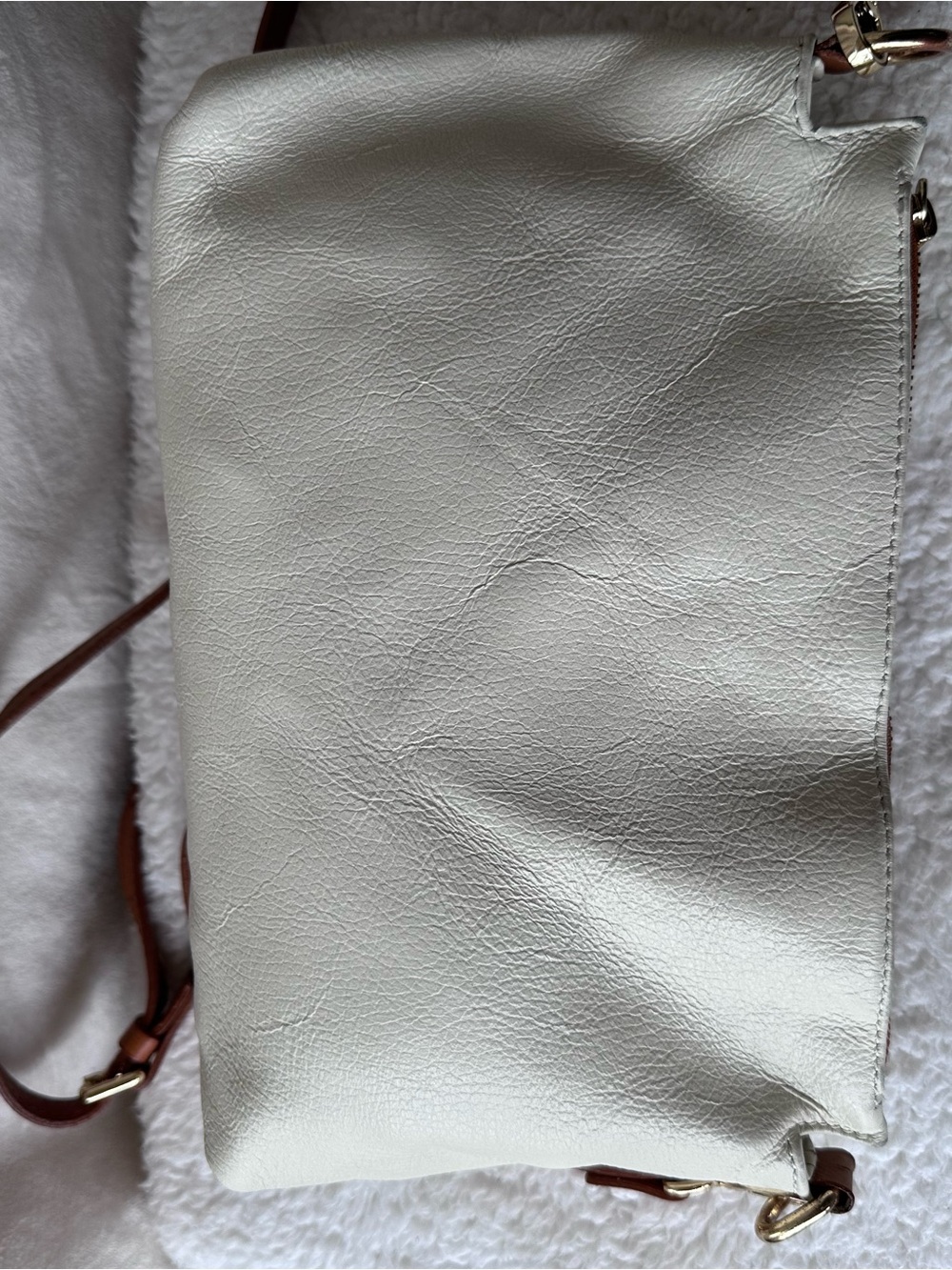 Valentino White Leather Crossbody with Tan Trim and Gold Hardware - Picture 9 of 9